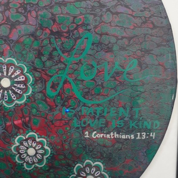 Hand Crafted Painted Vinyl Record Recycled Repurposed Wall Art Essential Love - Picture 3 of 6